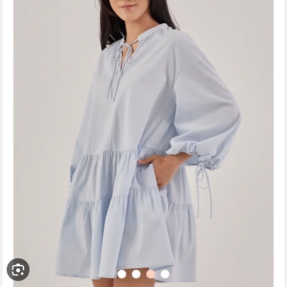 New! LOVE, BONITO Gloria Trapeze Dress Small Baby Blue - Picture 2 of 5